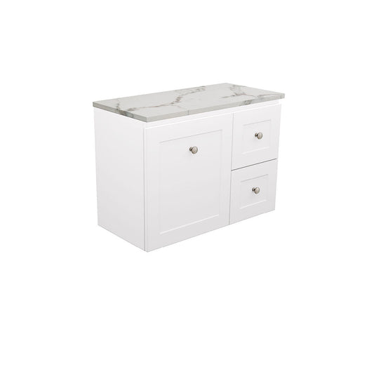 Newport Ensuite Door & Drawer 750 Wall-Hung Vanity, Premium Stone Top