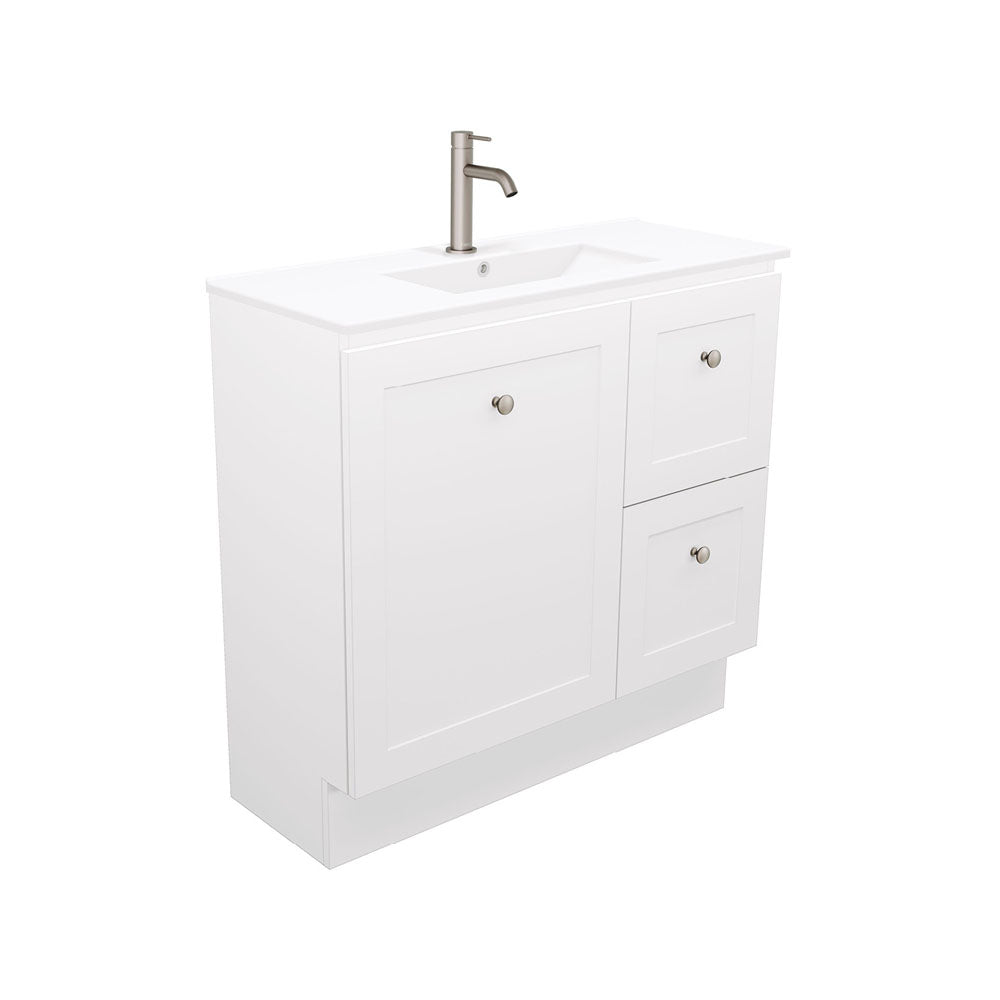 Newport Ensuite Door & Drawer 900 Floor Standing Vanity, Delgado Basin-Top