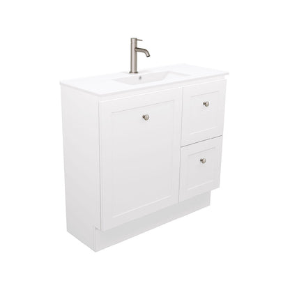 Newport Ensuite Door & Drawer 900 Floor Standing Vanity, Delgado Basin-Top