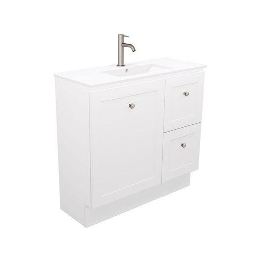 Newport Ensuite Door & Drawer 900 Floor Standing Vanity, Delgado Basin-Top