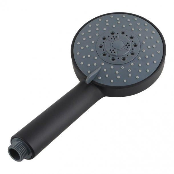 Black 5 Function Round Hand held Shower Spray
