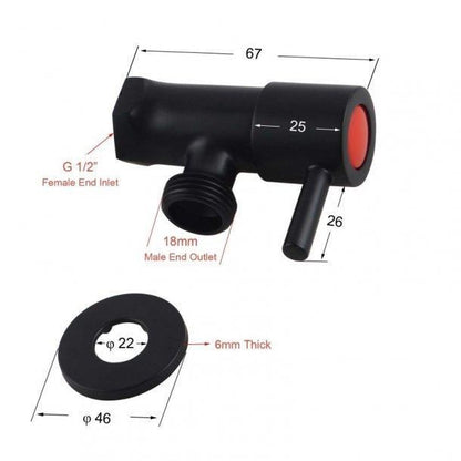 Bathroom Round Black 1/4 Turn Washing Machine Stop Taps(one pair)