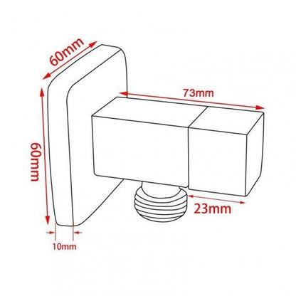 Bathroom Square Black 1/4 Turn Washing Machine Stop Taps (One Pair)