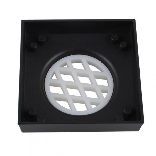 115*115mm Black Smart Tile Insert Floor Waste Shower Grate Drain(73.8mm Outlet)