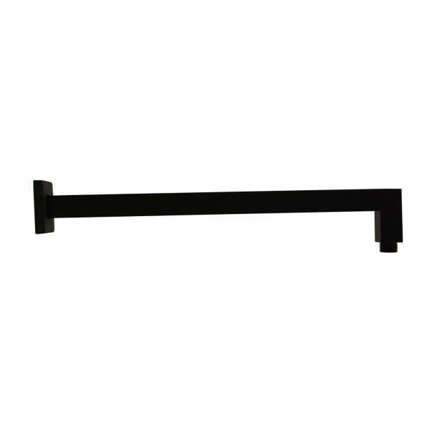 Square Black Brass Wall Mounted Shower Arm 400mm