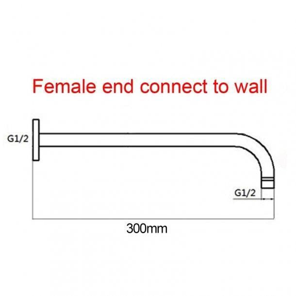 400mm Black Round  Wall Straight Shower Arm