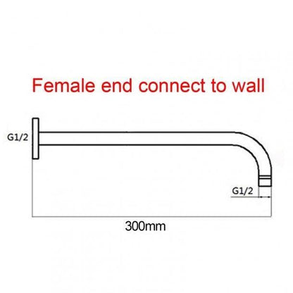 400mm Black Round  Wall Straight Shower Arm