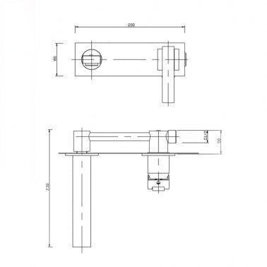 Black BathtubBasin Wall Mixer With Spout