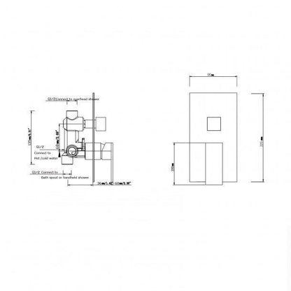 Black Shower Bath Mixer Diverter Long Cover