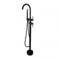 Black Round Freestanding Bath Mixer With Hand held Shower