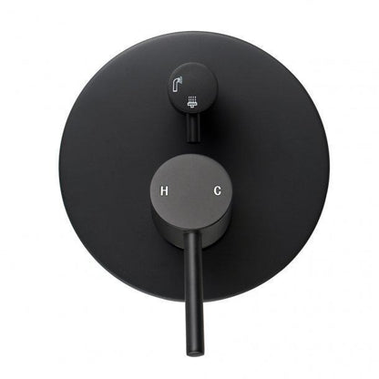 Round Matte Black Shower Bath Mixer Diverter