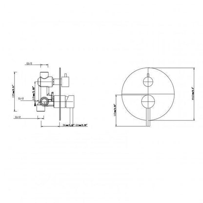 Round Matte Black Shower Bath Mixer Diverter