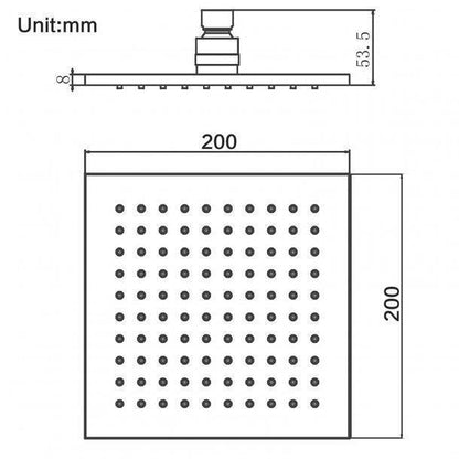 Black Rainfall Brass Shower Head 200mm