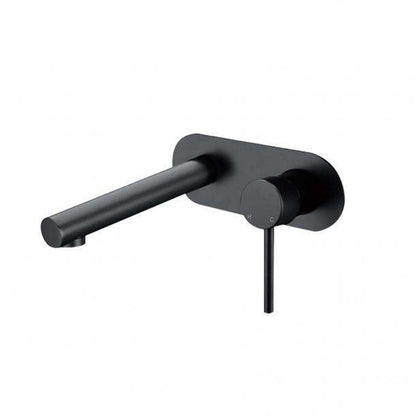 Round Matte Black Bathtub Basin Wall Mixer With Spout
