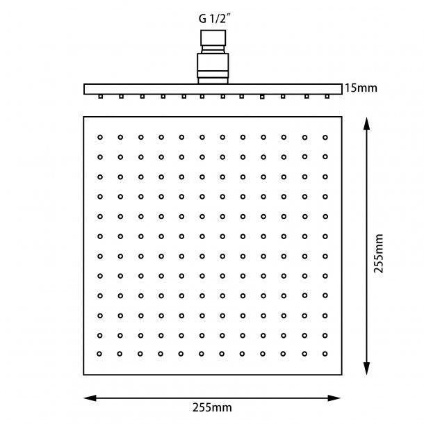 10" Square Black Rainfall Shower Head (Plastic)
