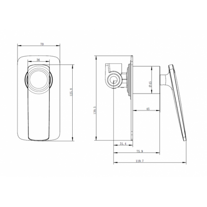 Square Black ShowerBath Wall Mixer