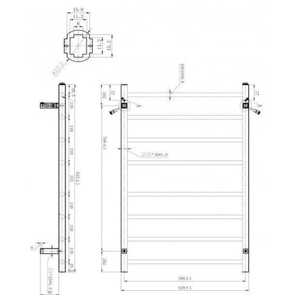 Black Electric Heated Towel Rack 8 Bars
