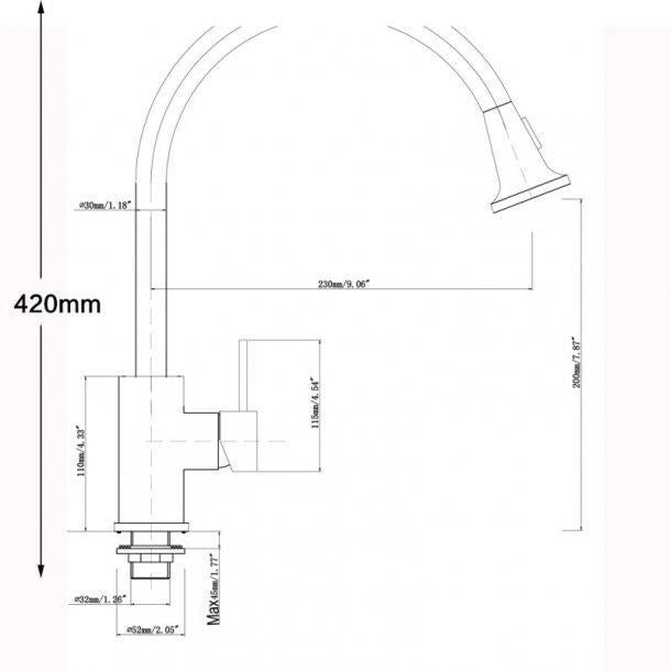 Round Black Pull Out Kitchen Sink Mixer Tap