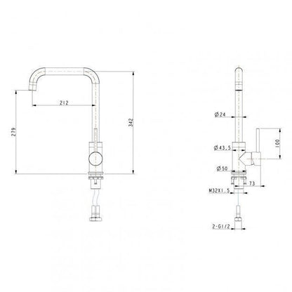 Electroplated Brass Matte Black Swivel Spout Kitchen Mixer Tap