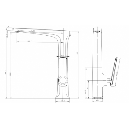 Square Black Kitchen Mixer
