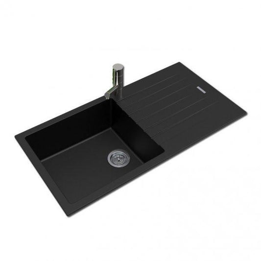 Black Granite Quartz Stone Kitchen Sink with drainboard TopUndermount 1000*500*200mm