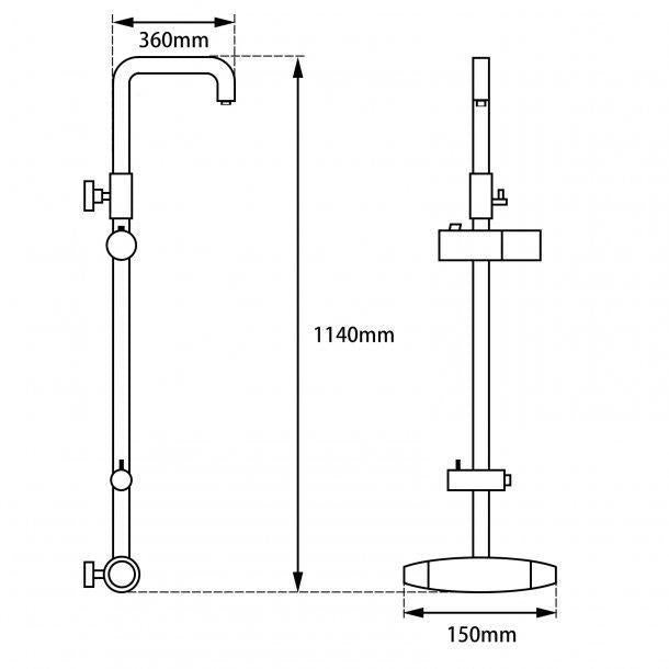 Round Black Shower Station without Shower Head and Handheld Shower