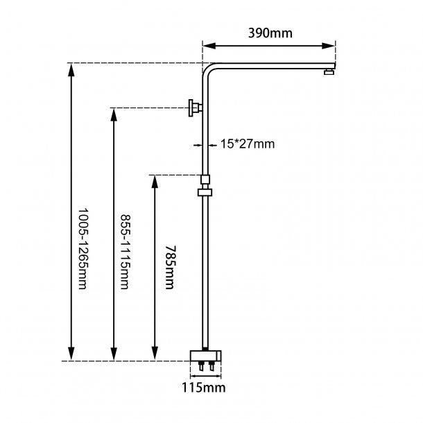 Square Black Shower Station without Shower Head and Handheld Shower