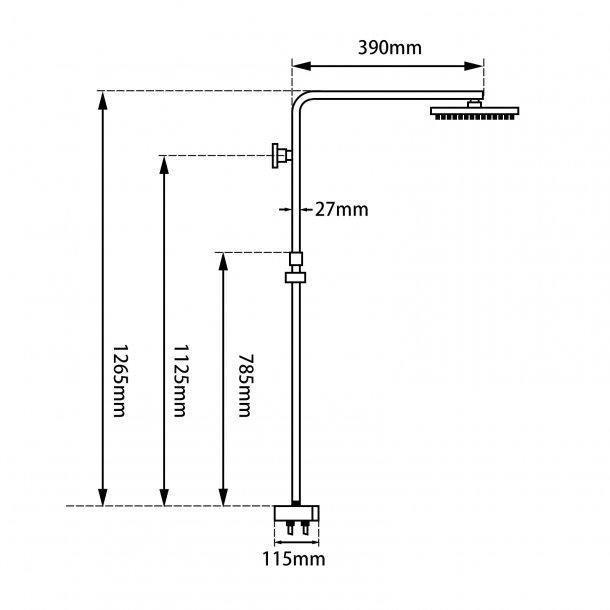 8'' Square Matte Black Shower Station Top/Bottom Inlet
