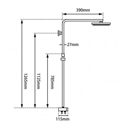 8'' Square Matte Black Shower Station Top/Bottom Inlet