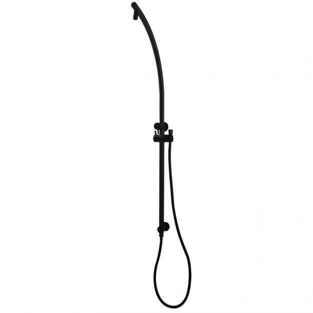 Round Black Shower Station without Shower Head and Handheld Shower