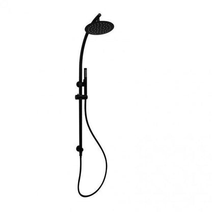 8 inch 200mm Round Matte Black Twin Shower Station Top Water Inlet with Handheld