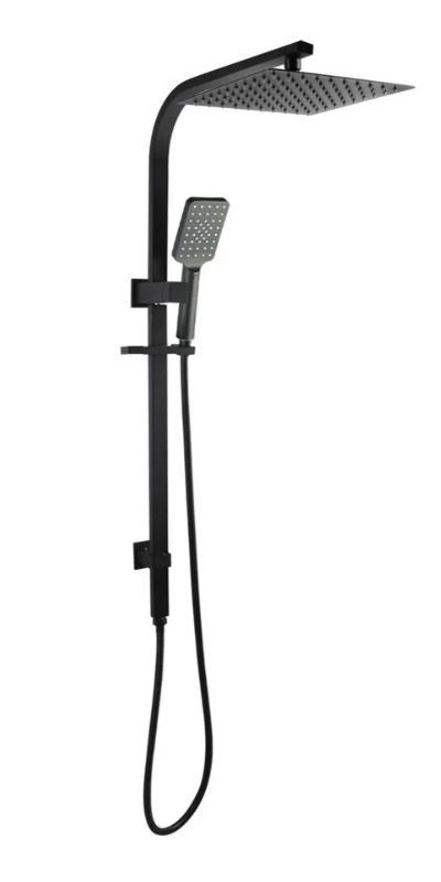10'' Square Brass Black Shower Station Top Water Inlet (Wide Rail)