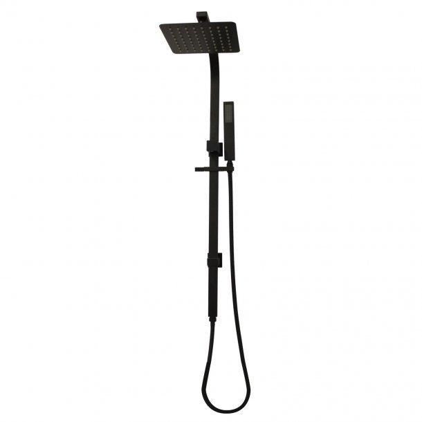 8'' Square Matte Black Shower Station Top Water Inlet