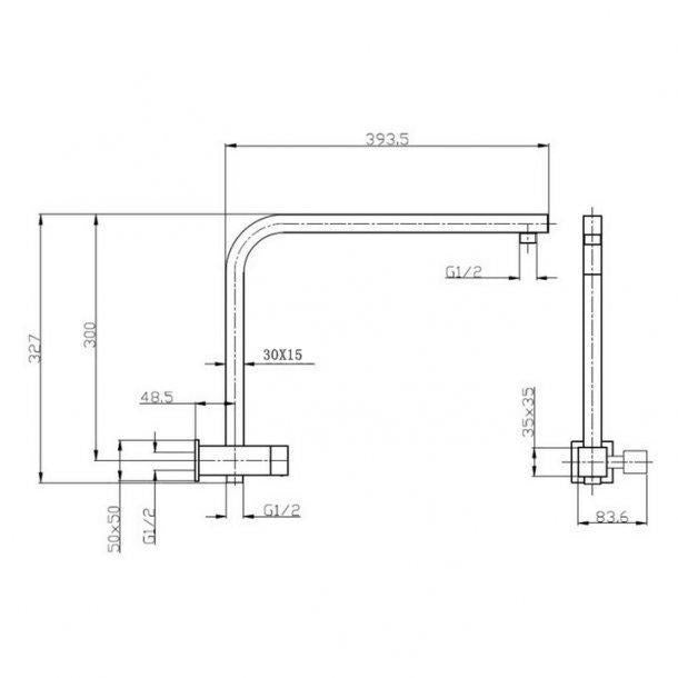 8'' Square Black Shower Station Top Water Inlet