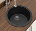 Black Granite Quartz Stone KitchenLaundry Sink Round Single Bowl TopUnder Mount 460mm