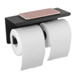 Black Double Toilet Paper Holder with Cover