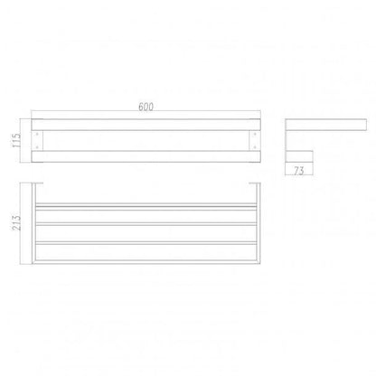 Black Double Towel Holder 600mm