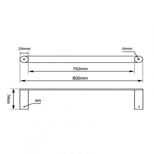 Black Single Towel Rail 800mm