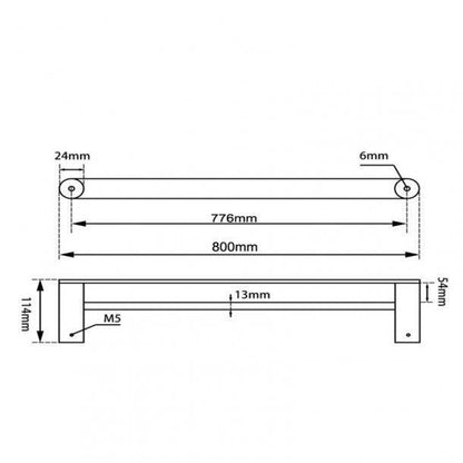 Black Double Towel Rail 800mm