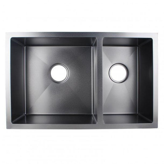1.2mm Handmade Concrete Grey Round Corners Double Bowls TopUndermountFlush Mount Kitchen Sink 715*450*200mm