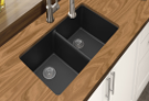 Black Kitchen Sink Granite Stone TopUnder Mount Double Bowls 838*476*241mm