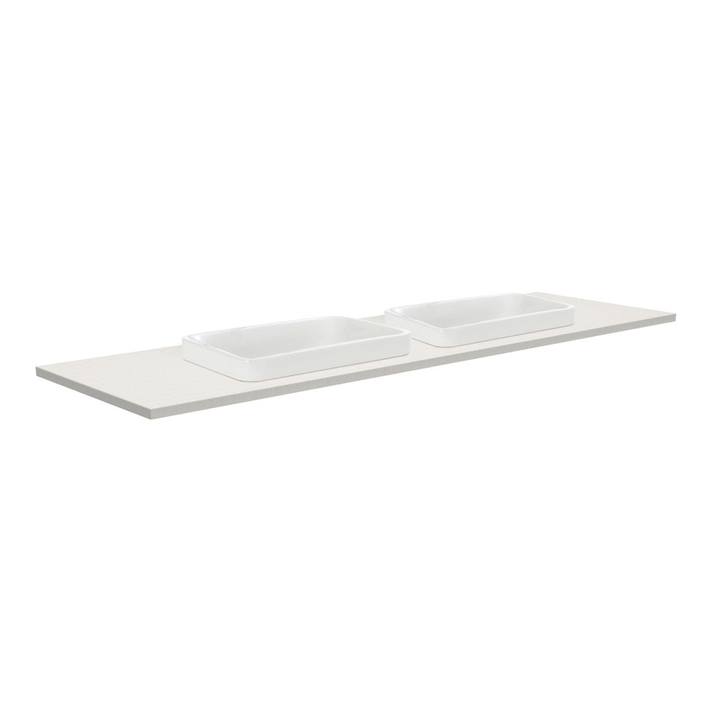 Sarah Roman Sand 1500 Semi-Inset Basin-Top, Double Bowl, No Tap Hole