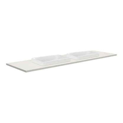 Sarah Roman Sand 1500 Semi-Inset Basin-Top, Double Bowl, No Tap Hole