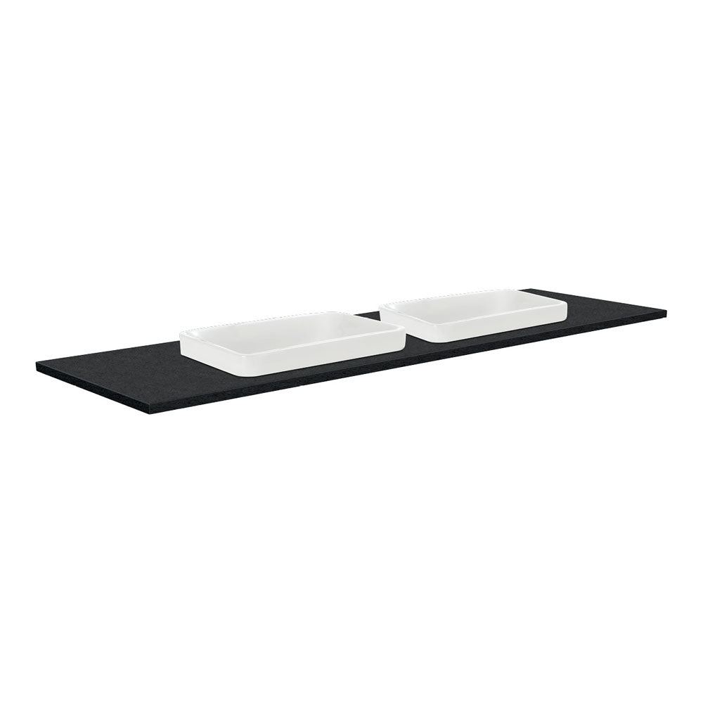 Sarah Black Sparkle 1500 Semi-Inset Basin-Top, Double Bowl, No Tap Hole