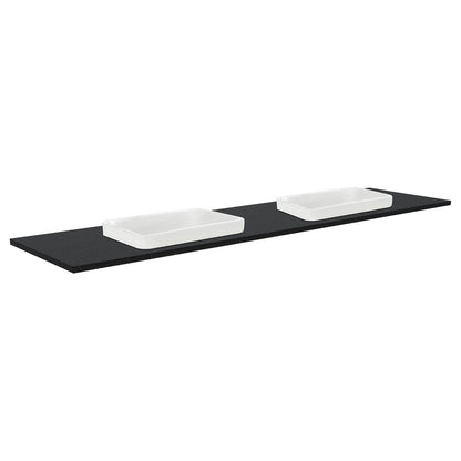 Sarah Black Sparkle 1800 Semi-Inset Basin-Top, Double Bowl, No Tap Hole