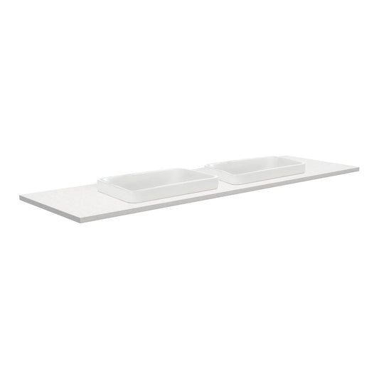 SARAH Semi Inset CRYSTAL PURE 1500mm Basin Top Only Double Bowl NTH