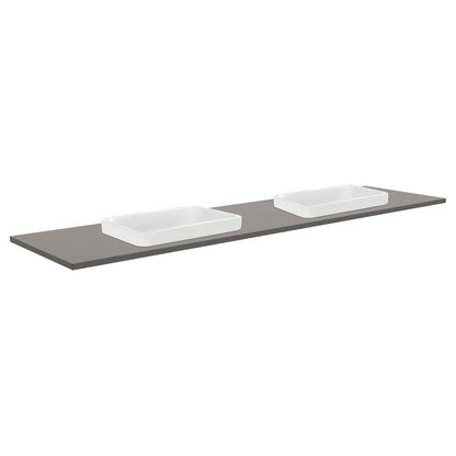 SARAH Semi Inset DOVE GREY 1800mm Basin Top Only Double Bowl NTH