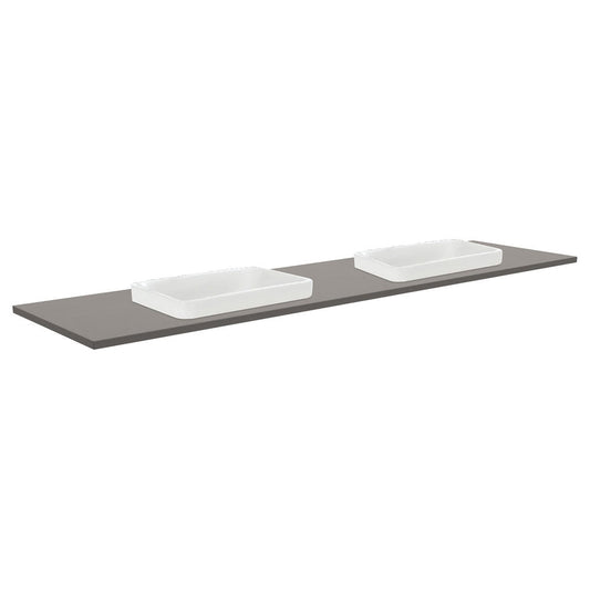 SARAH Semi Inset DOVE GREY 1800mm Basin Top Only Double Bowl NTH