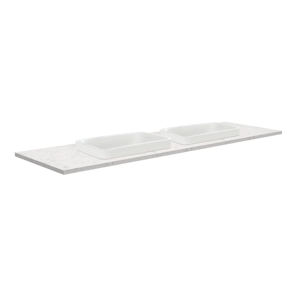 SARAH Semi Inset BIANCO MARBLE 1500mm Basin Top Only Double Bowl NTH