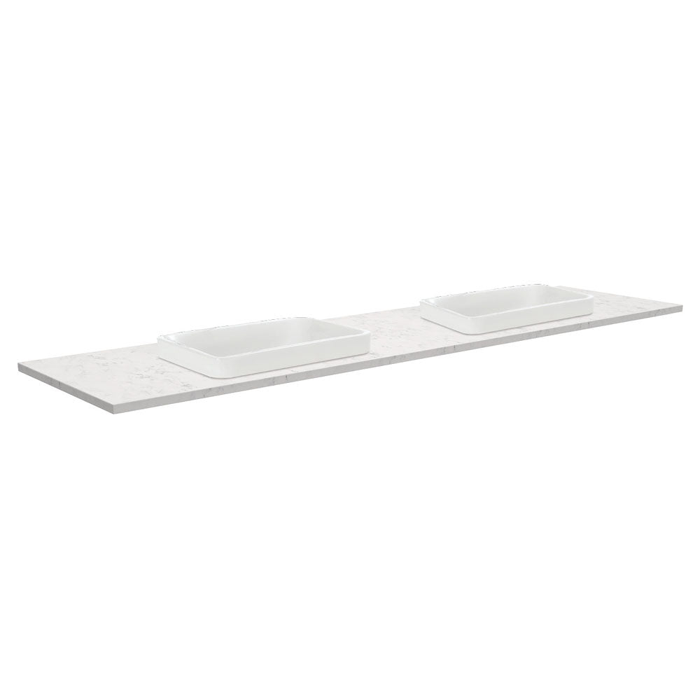 SARAH Semi Inset BIANCO MARBLE 1800mm Basin Top Only Double Bowl NTH
